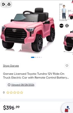 Licensed Toyota Tundra 12V Ride-On Truck Electric Car with Remote Control Battery Powered Electric Vehicle 4-Wheel Spring Suspension 3 Speeds Led Ligh