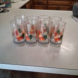 Ella's Rooster (8) 12 Oz Tumbler Set, Vintage Farmhouse