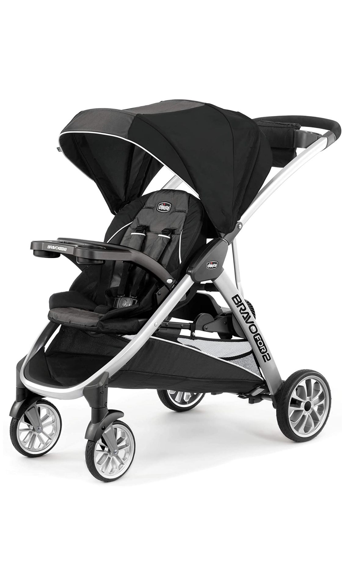 New Chicco BravoFor2 Standing/Sitting Double Stroller, Iron SUMMERLIN