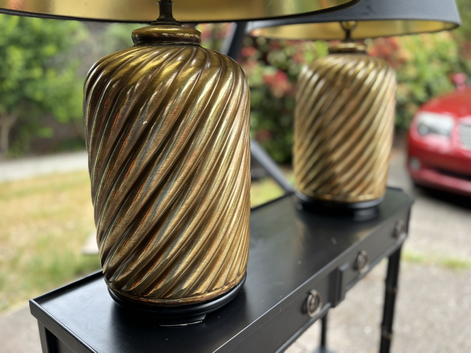 Two 1970’s Large Brass Table Lamps
