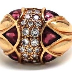 Ladies Ruby/Diamond Birthstone Ring