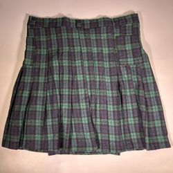 women’s kilt tartan skirt plaid Size 2XL Green Black Purse Pocket Goth Punk Men