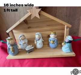 Nativity Scene Set with Wooden Stable