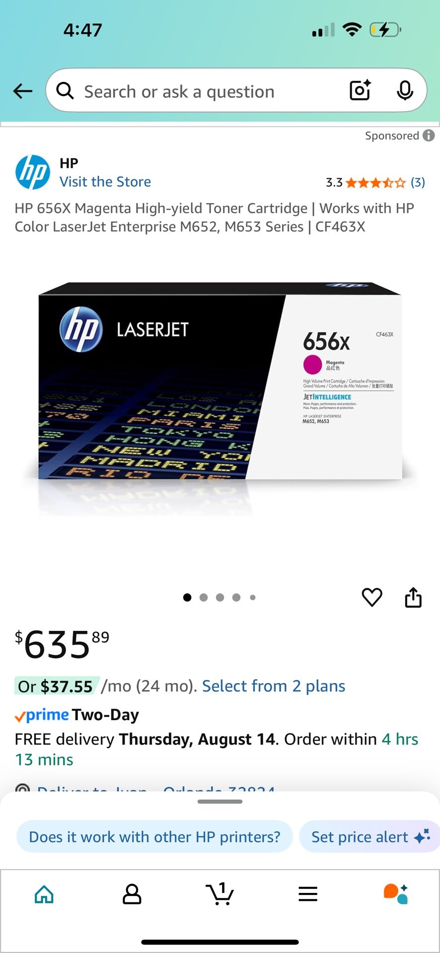 HP 656X Magenta High-Yield Toner (CF463X) – OEM, New in Sealed HP Bag – No Box