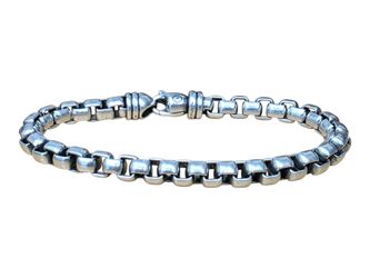David Yurman XL Box Chain Bracelet Sterling Silver 8.75" L, 7mm W