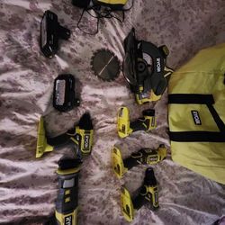 Drills Batteries, And A Bag Jigsaw Saw everything Brand New