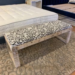 White Distressed Bench