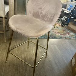 Velvet Light Mauve Bar Stools Set Of 2