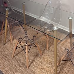 Glass dining table with chairs (set of 4)