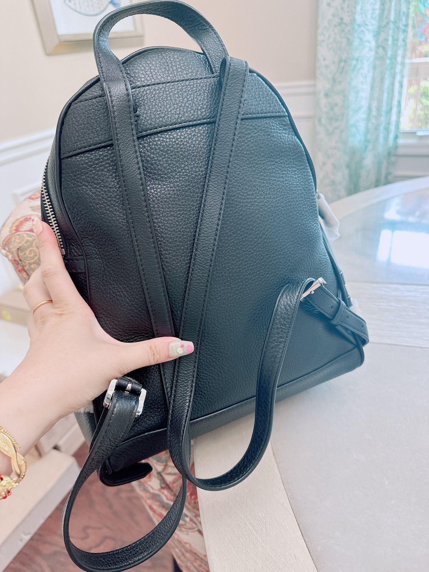 Michael Kors Rhea Zip Backpack Women Blue Pebbled Leather Colorblock Medium michael-kors-Azul-Marino-  main image 2