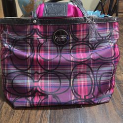 Very Rare Purple Plaid Coach Poppy PURSE Shoulder Bag Vintage Y2K

