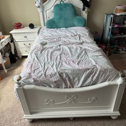 Girls Bed Set with Dresser and Side Table