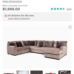 Oh-my-Bobs! Luxe Gray Left-arm Facing Chaise Sectional 