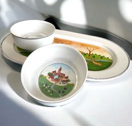 Villeroy & Boch Design Naif Laplau Oval Tray & 2 Bowls Germany Vintage