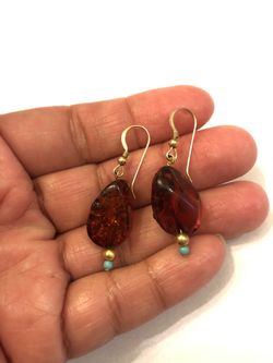 Amber and turquoise earrings