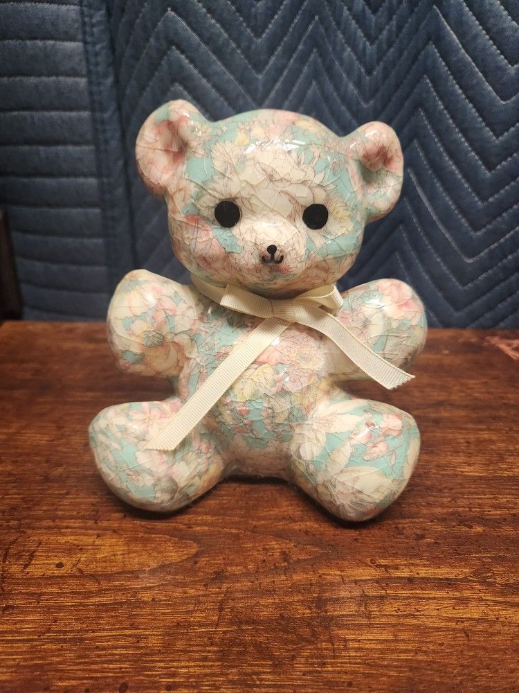 Strawberry Patchwork Glass Teddy Bear