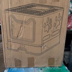 Voopet Foldable Cat Litter Box w/Lid, Pan Drawer Type 20"Lx16"Wx15"H