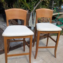2) Vintage Barstools Made In Italy Beautiful Antonio Sibau Cherry Wood Bar Stools Stool Pair Chairs Seats 
