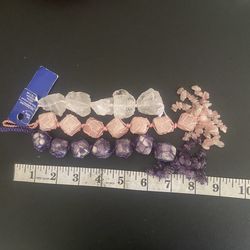 Rose quartz, Amethyst, clear quartz