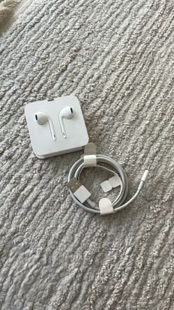 Official Apple wired headphones and charger