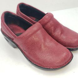 Born b.o.c Womens 10 M Clog Loafer Slip On Casual Red Sparkled Shoes 