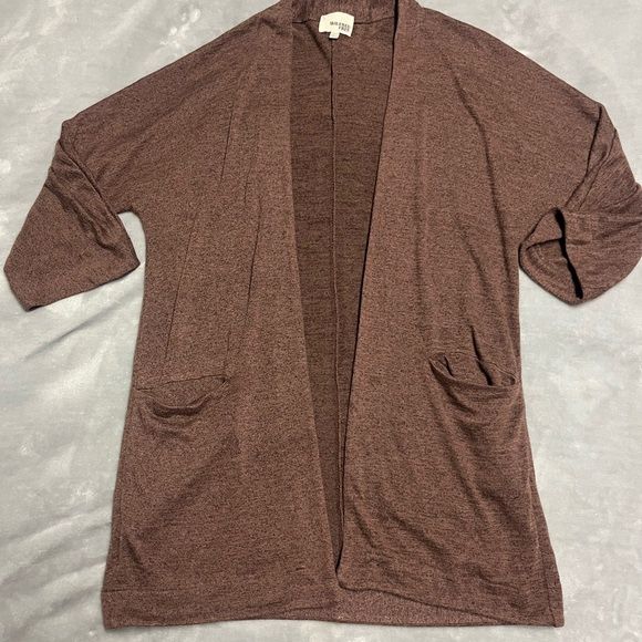 Brown Open Front Cardigan