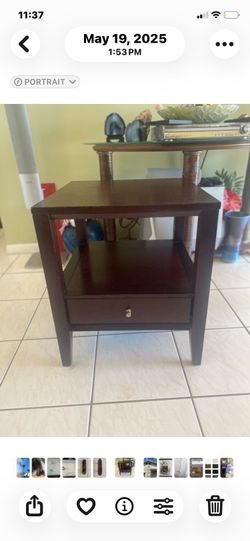 End table, two patio rockers, TV