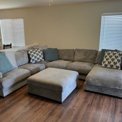 Ashley Furniture Bardarson Grey 4 Piece Sectional Sofa Couch Storage Ottoman- 🚚 FREE DELIVERY // ONLY $50 DOWN 💸