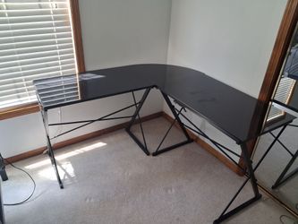 Black glass top corner desk
