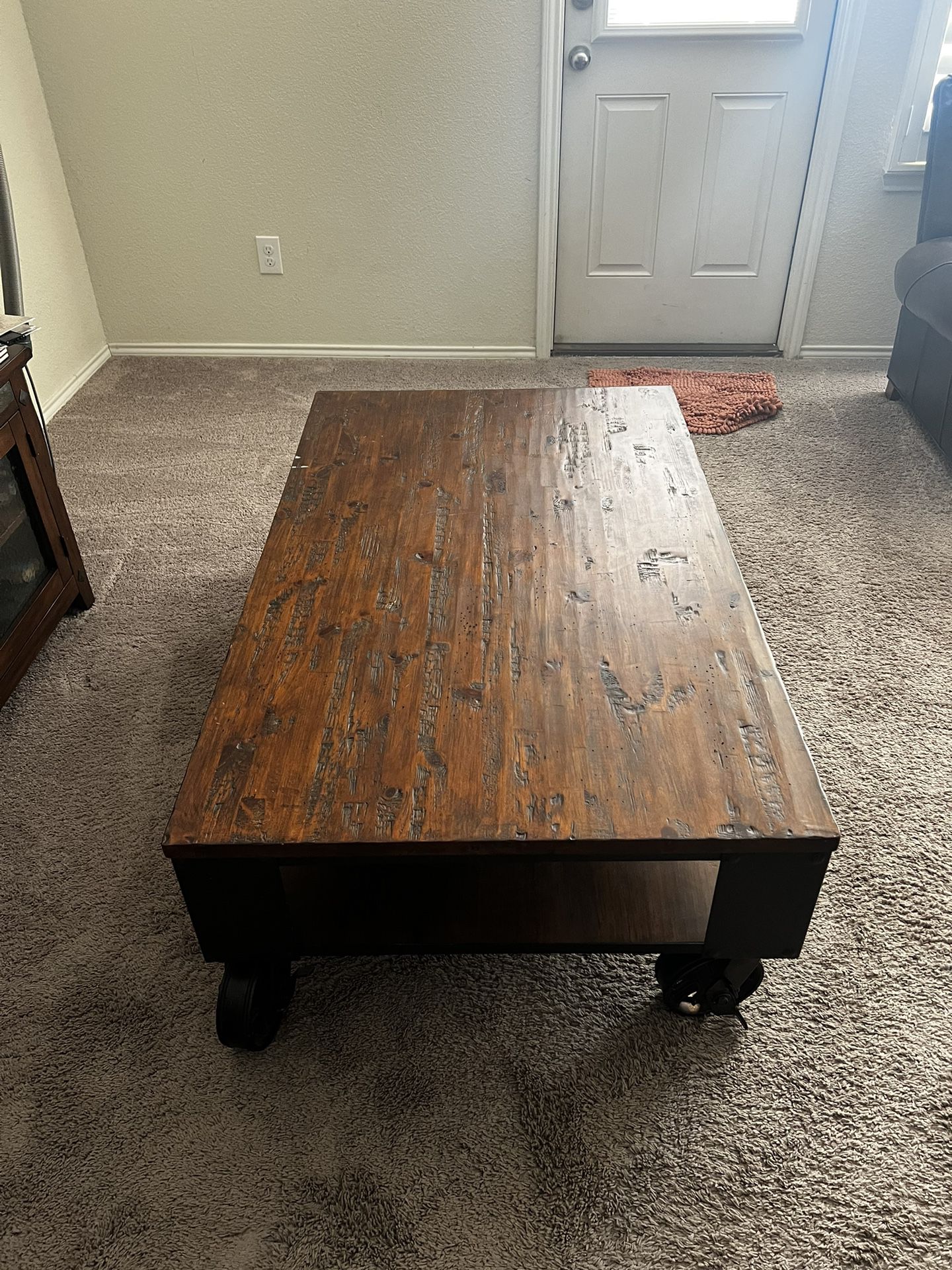 Rustic Wood And Iron Coffee Table 