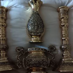 Vintage Solid Brass Ceremonial Incense  Set