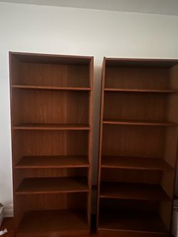 2 Wood Grain Bookcases with Adjustable Shelves - Great Condition