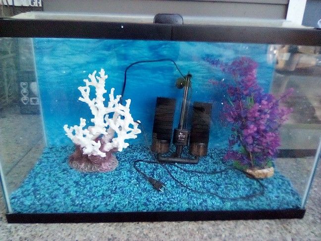 30 Gallon Fish Tank With Two Decorations, Aquarium Rocks,And Filter.