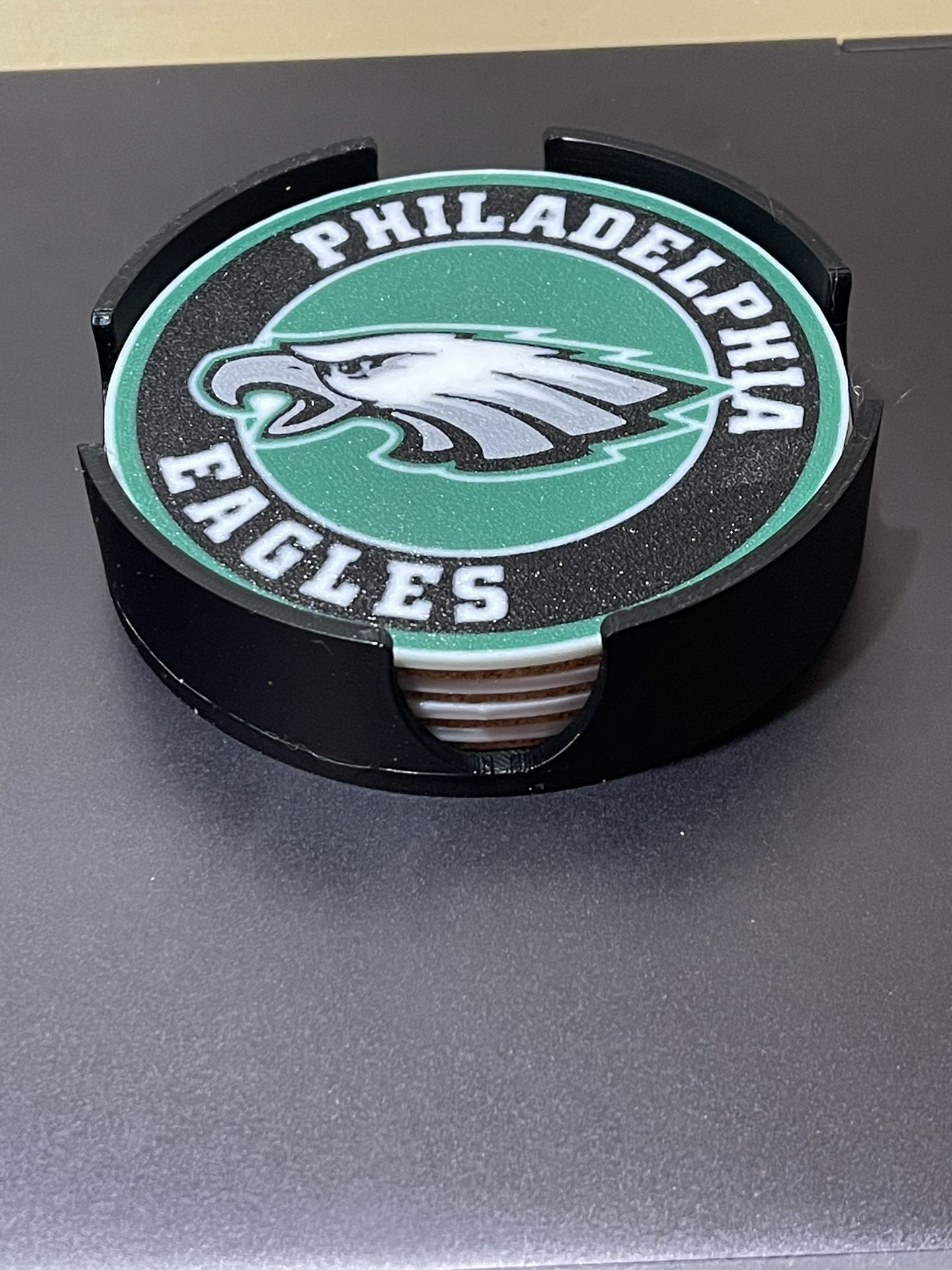 Set Of 4 Eagles Coasters With Holder