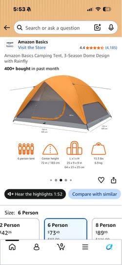 Amazon Basics tent - 6 people