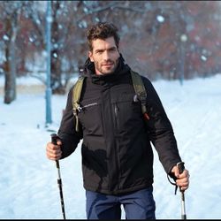 CAMEL CROWN Men's Mountain Snow Waterproof Ski Jacket Detachable Hood Windproof Fleece Parka Rain Jacket Winter Coat Size S