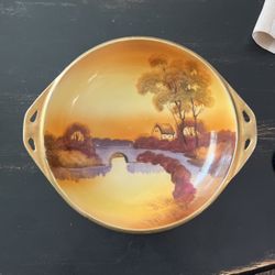 Nippon Hand Painted Bowl With Handles