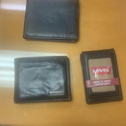 3 Leather Wallets Levi’s Nike And Hillfiger