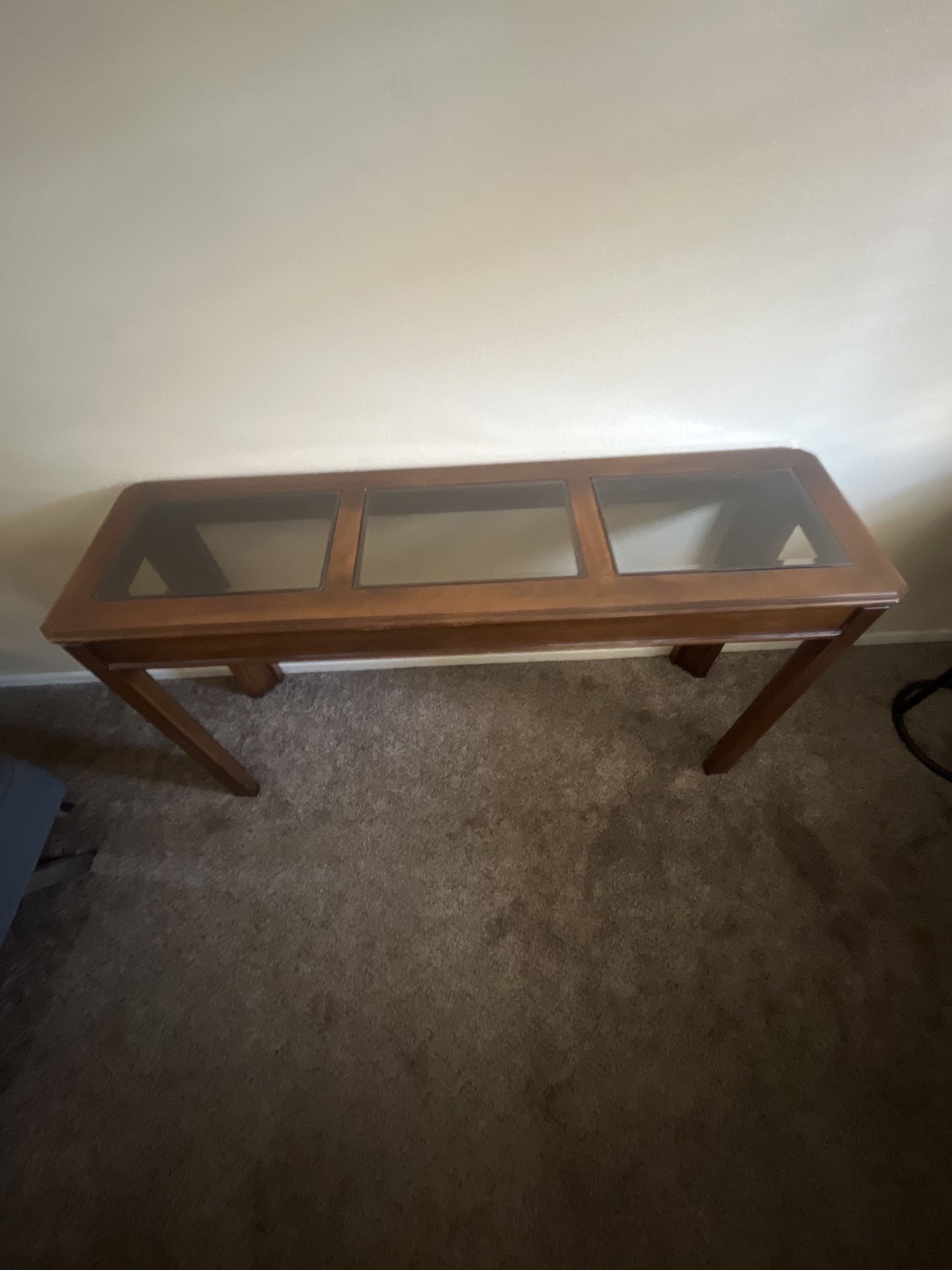 Glass 3 Top Wooden Console Table