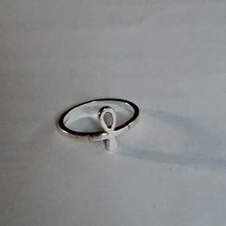 LADIES NEW 6.5 FASHION ANKH CIRCLE OF LONG LIFE STATEMENT SILVER RING