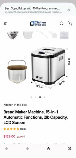🍞 I Kitchen in the Box Bread Maker – 15-in-1 | 2 lb Capacity  Brand New / Great Condition