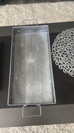 Rectangular Metal Serving Tray with Handles