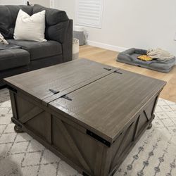 Rustic Wood Coffee Table With Storage 