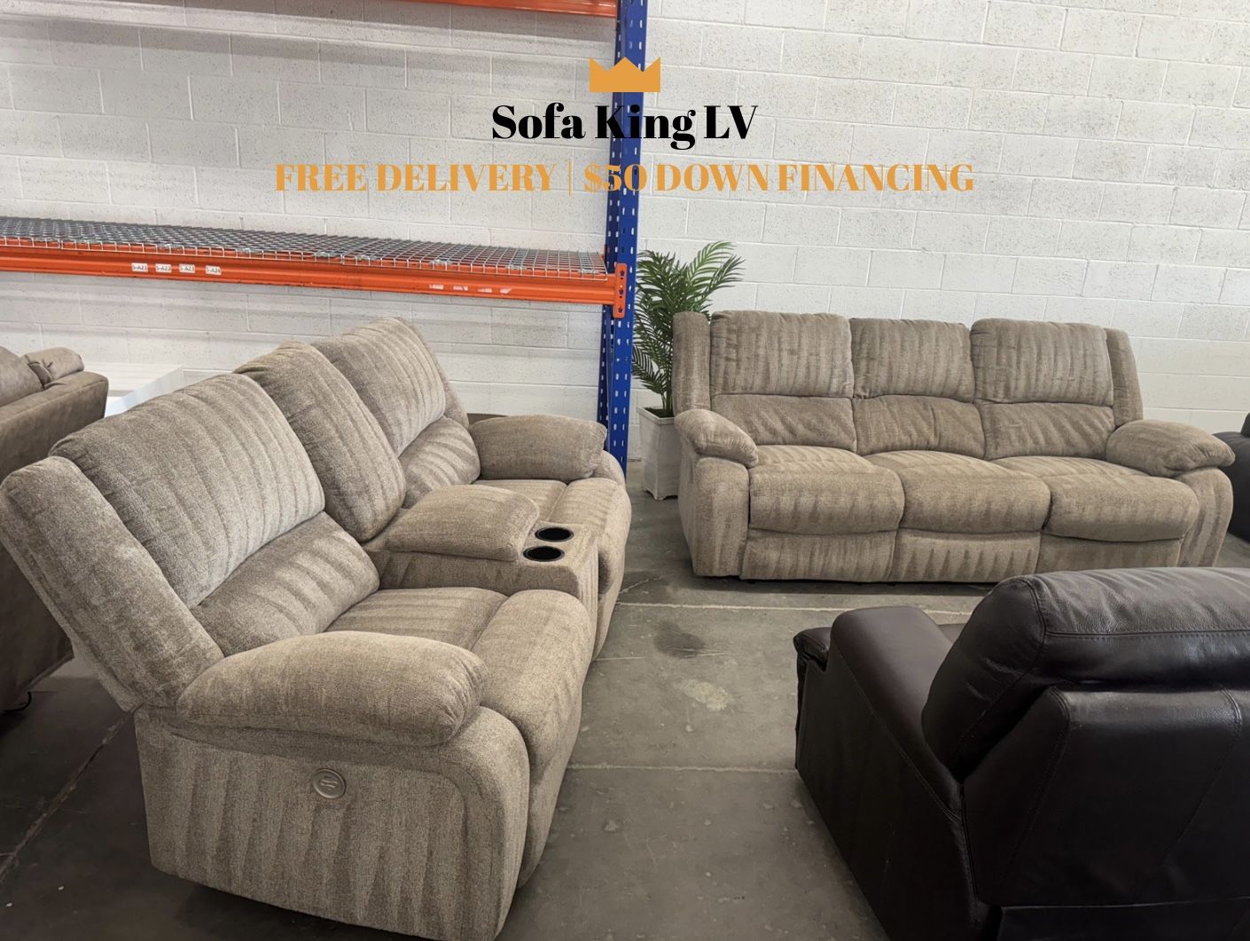 Free Delivery* Like New Taupe Sofa & Loveseat with Recliners! Couch Couches Sectional Loveseat Gray Grey Loveseat Recliners Reclining