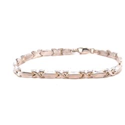 Sterling Silver 925 Linked 'X' Chain Bracelet