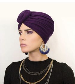 Purple pre-tied headwrap bonnet