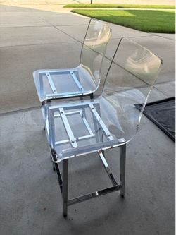 Cool Two (2) Acrylic and Chrome Bar Stools Sitting 24” High