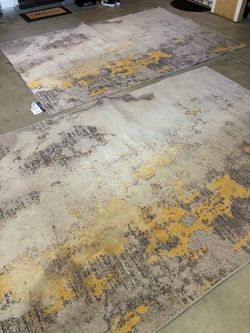 Modern Neutral Area Rug – Gray, Cream & Gold – Large