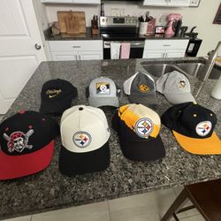 Pittsburgh Steelers , Pirates,  Pens hat Collection. 