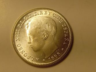 1895 Puerto Rico 20 Centavos Uncirculated Antique Coin /  Token
